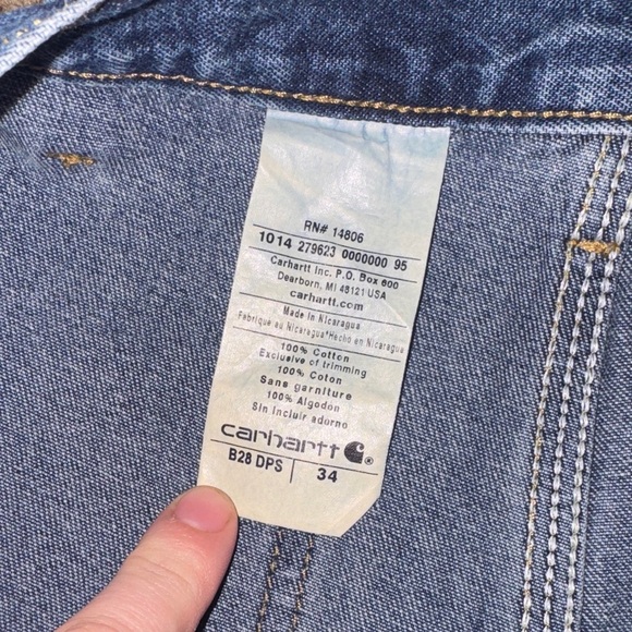 Vintage Carhartt Men's Blue Denim Shorts 34 - Picture 3 of 4